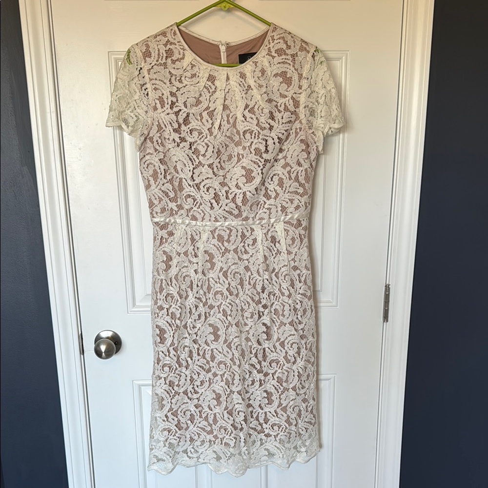 Beautiful Lace Overlay Dress in Cream